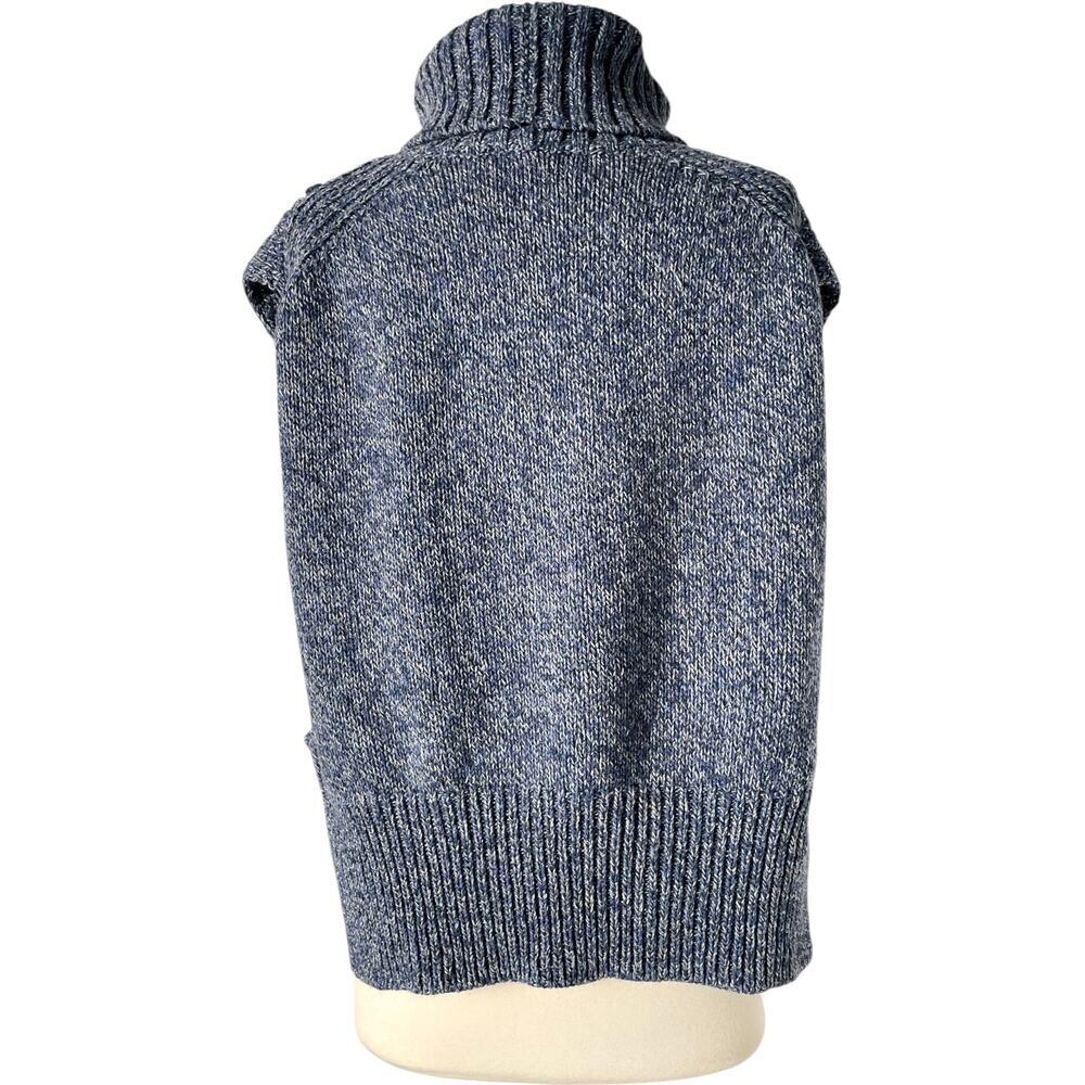 Veronica Beard Collina Sweater Vest Blue Cable Knit Wool Silk Turtleneck M/L - Picture 6 of 10